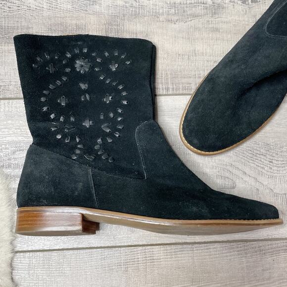 Jack Rogers Kaitlin Stitched Suede Boots Black Size 9.5M - Picture 1 of 10